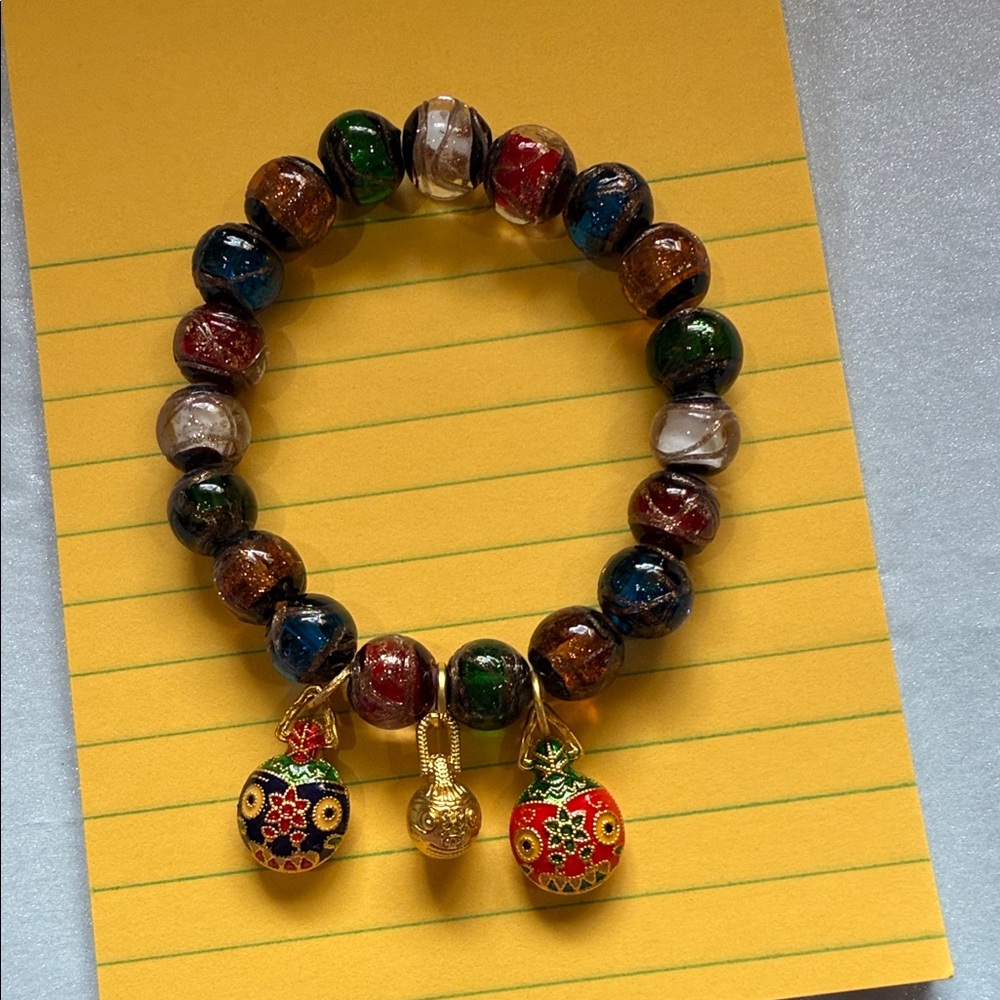 Multicolor Beaded Bracelet with Gold Accents